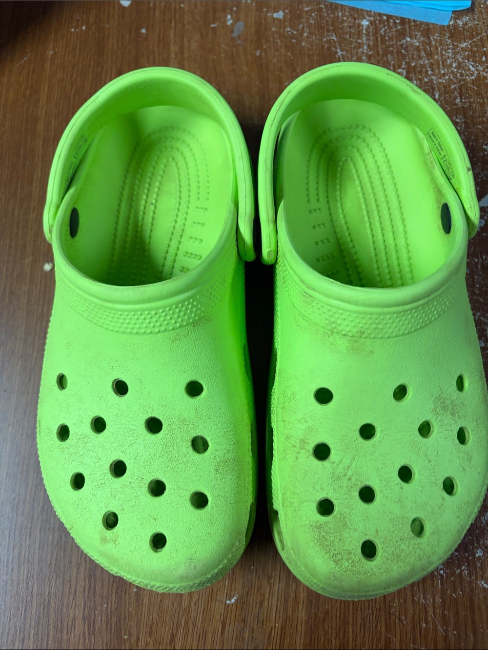 CROCS mens Neon Lime Green Slip-On Clogs